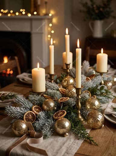 New Year Table Centerpiece With Candles
