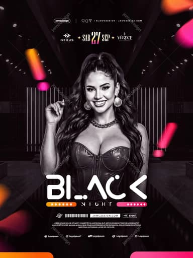 Black Night Event Flyer Template PSD