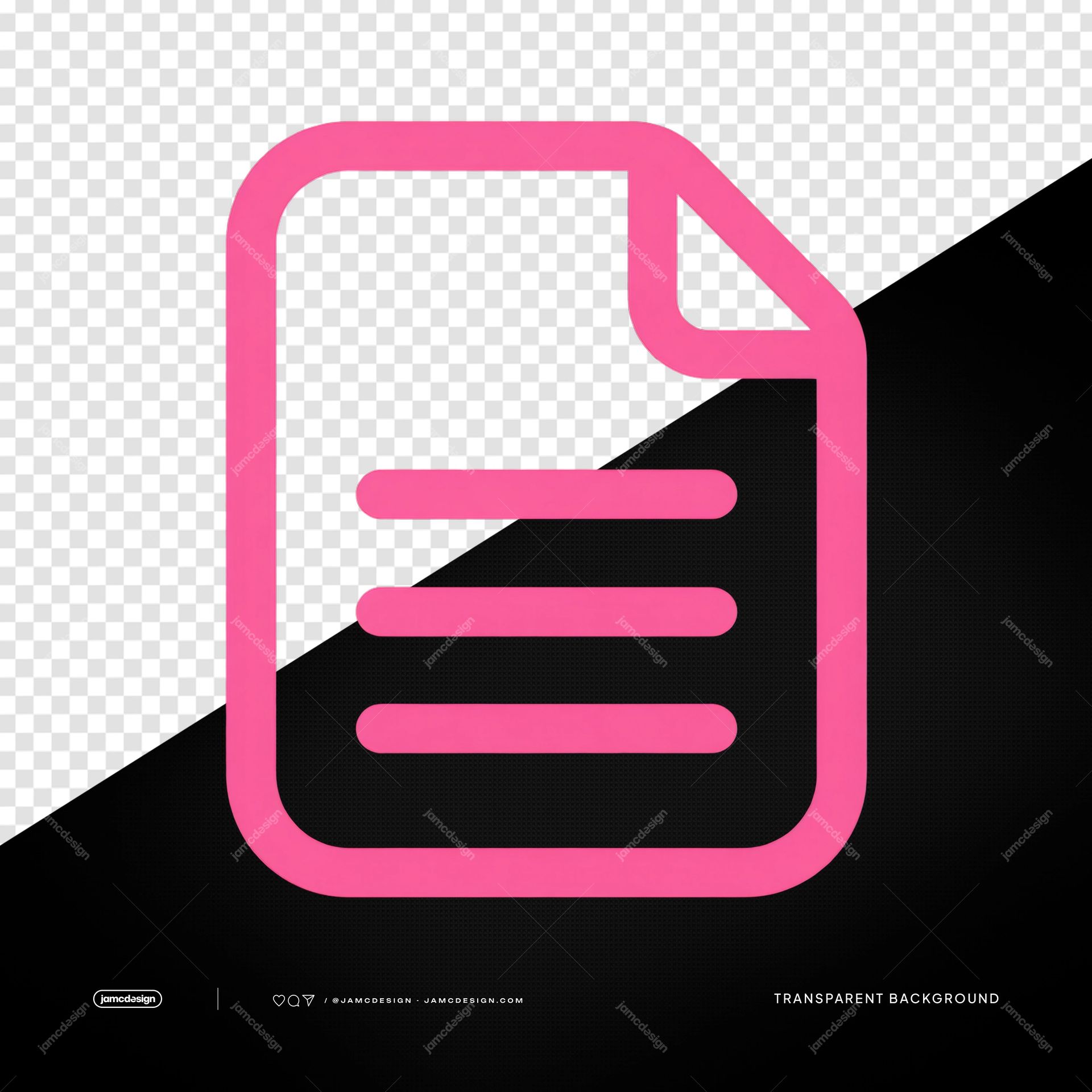 Pink Medical Document Outline Icon PNG. This PNG transparent object is a medical document outline icon in bright pink