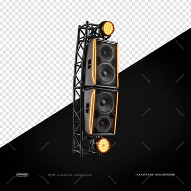 Speaker Tower With Orange Stage Lights PNG