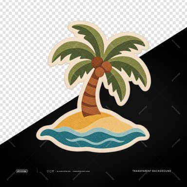 Tropical Island Palm Tree Patch PNG