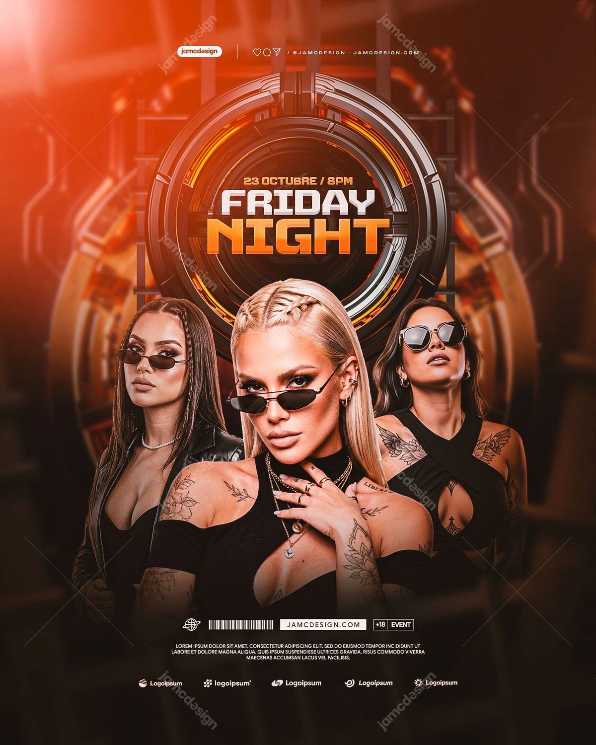 Modèle De Flyer Du Vendredi Soir Avec Cercle Métallique PSD
