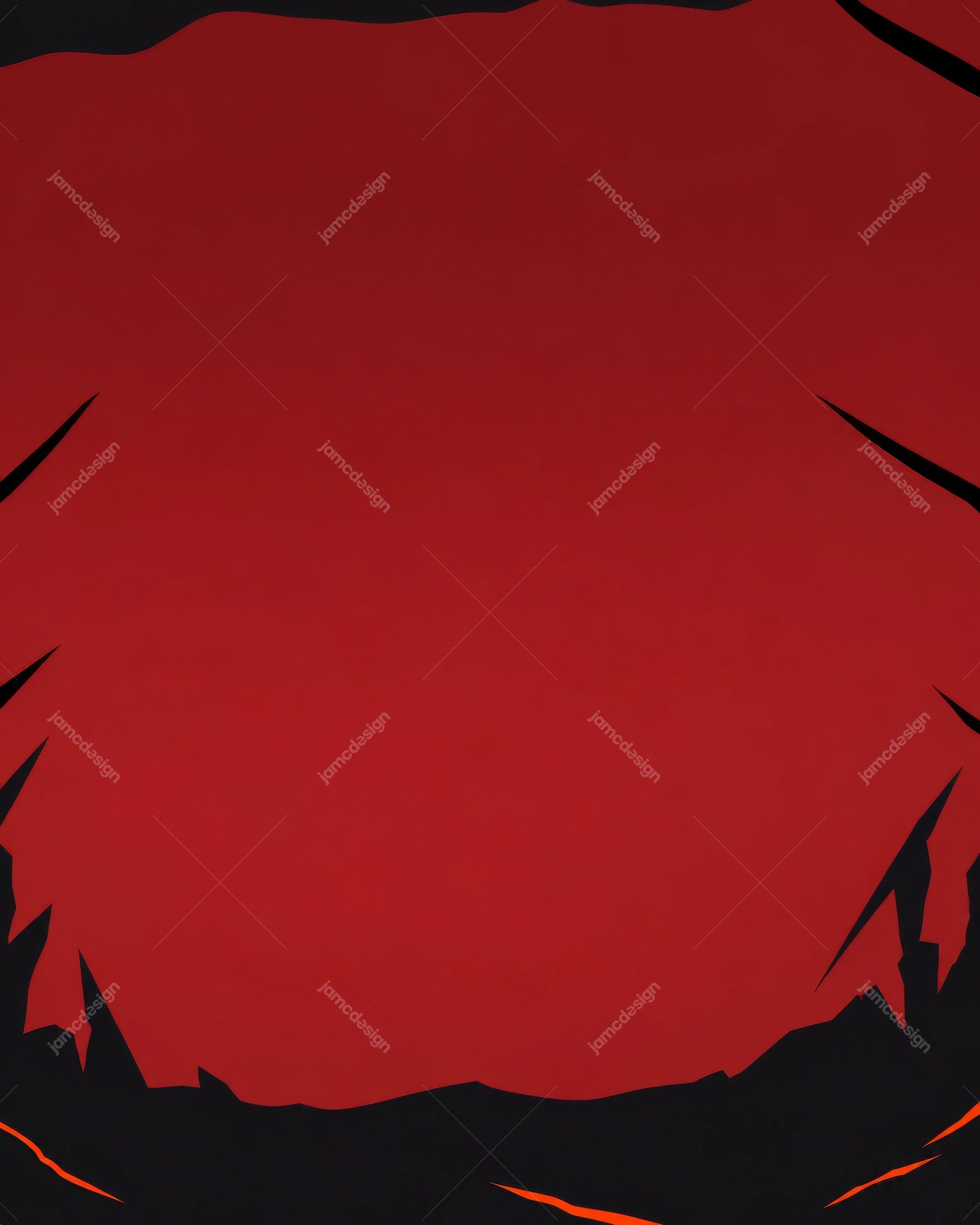 Red Background With Jagged Black Frame PNG. Download this PNG background with a vivid red open center and jagged black edges forming a rough frame
