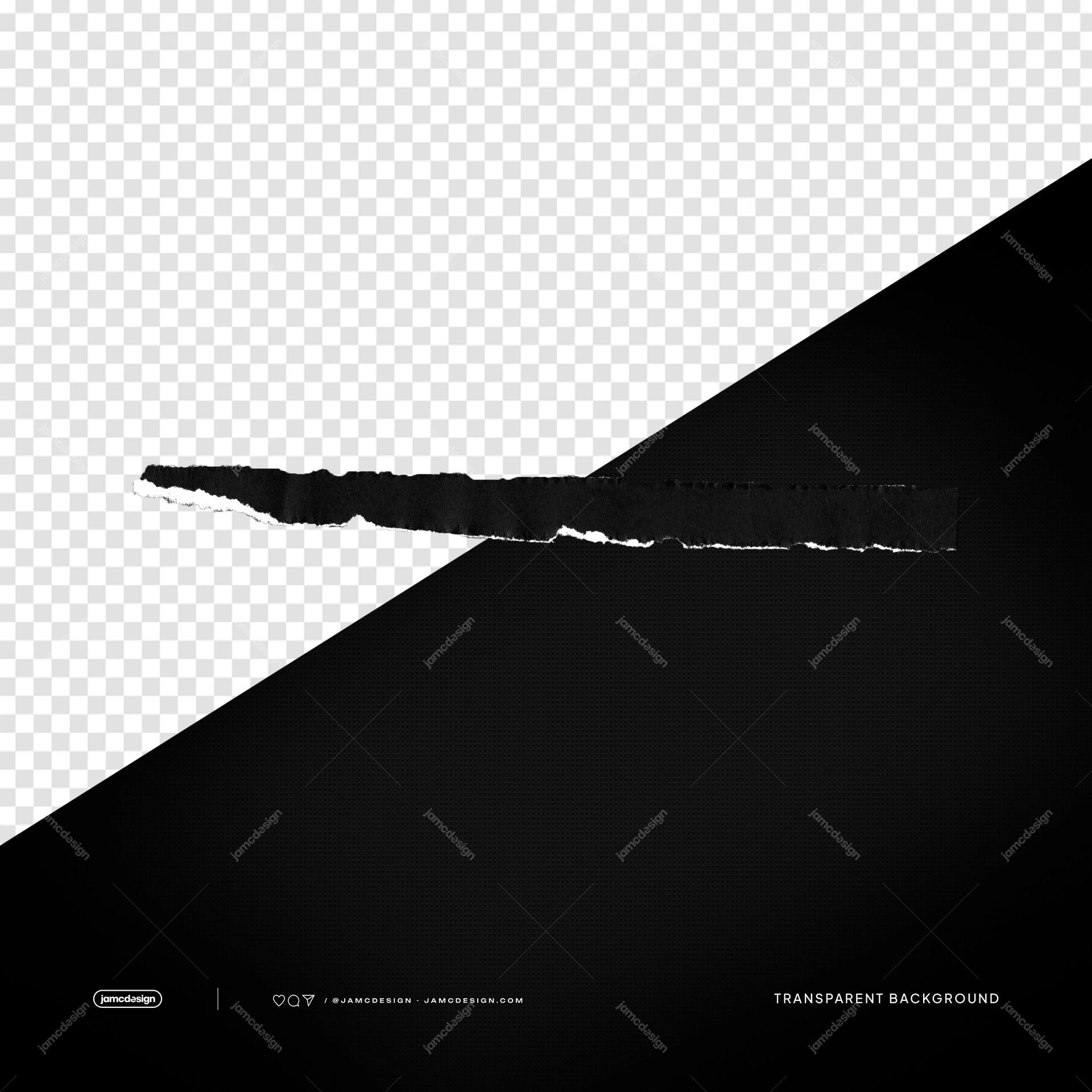 Black Thin Torn Paper Strip Ragged Monochrome Edge PNG Transparent. This PNG transparent object features a thin black torn paper strip with a rough