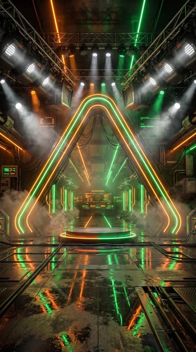 Neon Triangle Industrial Sci-Fi Background