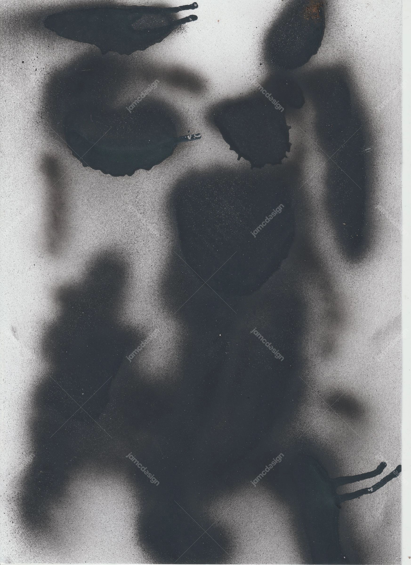 Black Ink Blot Texture On Grainy Paper. Download this JPG texture of abstract black ink blots spreading across a grainy pale paper surface in a monochrome