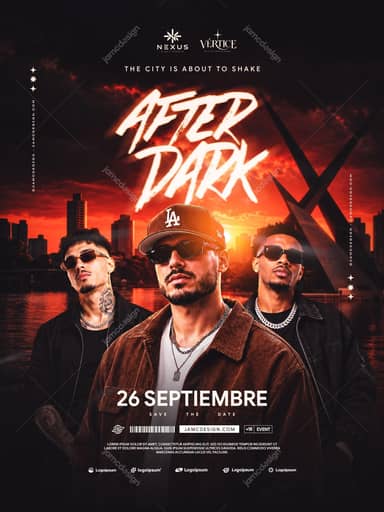Urban Nightlife Flyer Template With City Skyline PSD