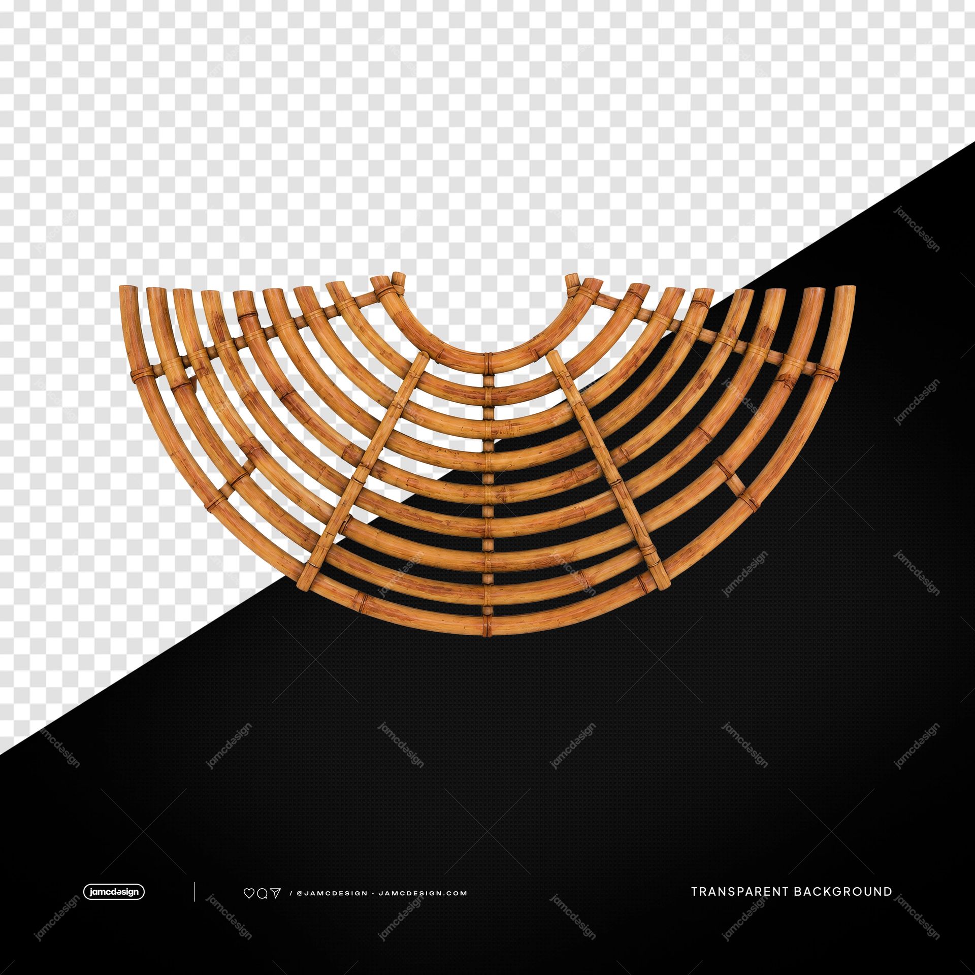 Curved Woven Bamboo Decorative Frame PNG Transparent Background. A curved woven bamboo decorative frame supplied as a PNG with a transparent background