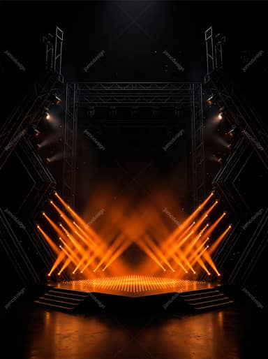 Dark Concert Stage Background With Orange Lighting