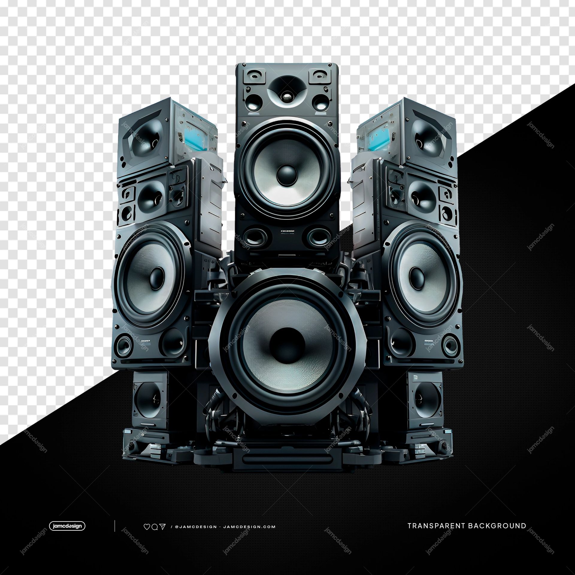 Professional DJ Speaker Sound System PNG Transparent. Professional speaker sound system supplied as a PNG transparent object