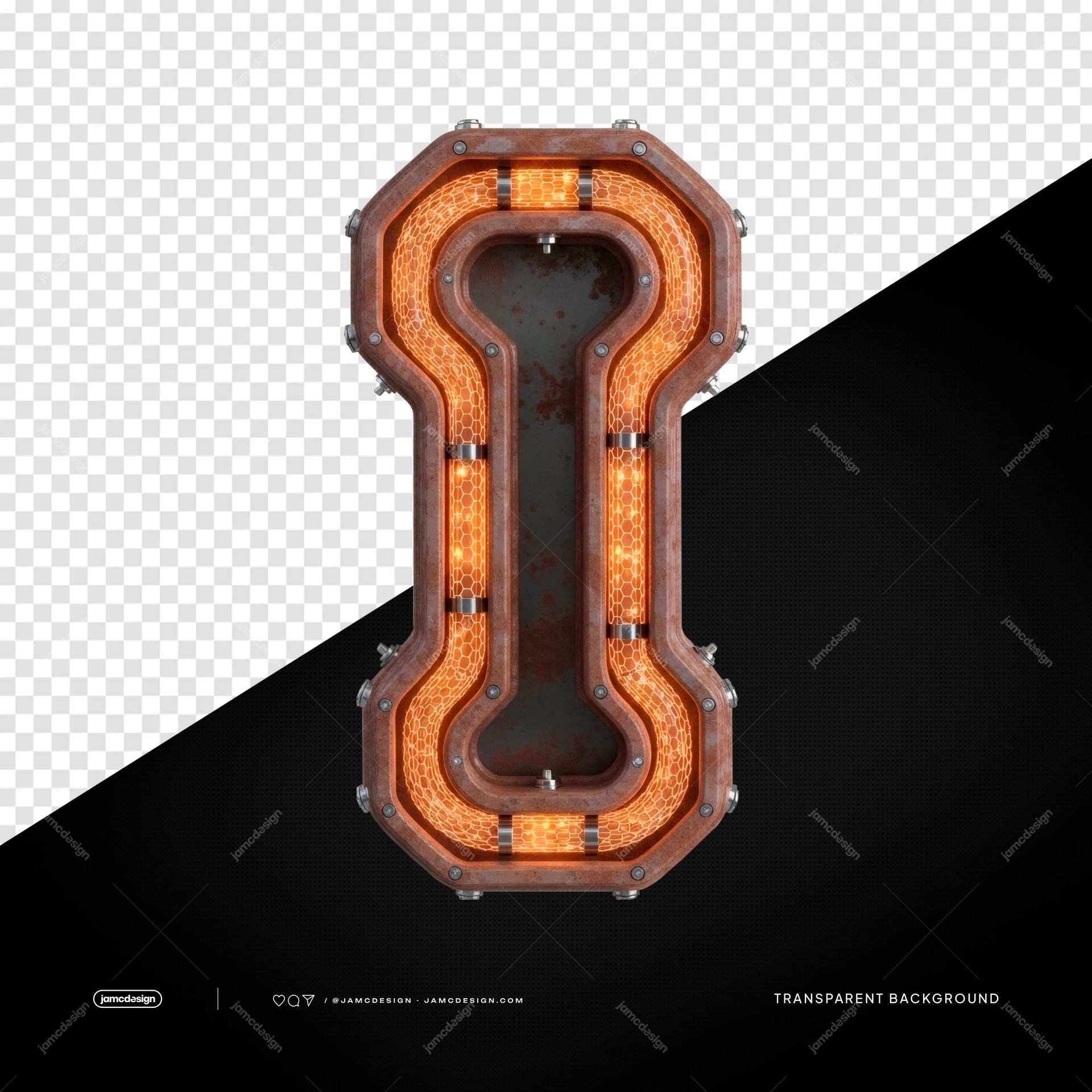 Industrial Orange LED Keyhole Light PNG Transparent. This PNG transparent object shows an industrial keyhole lamp with a weathered metal casing