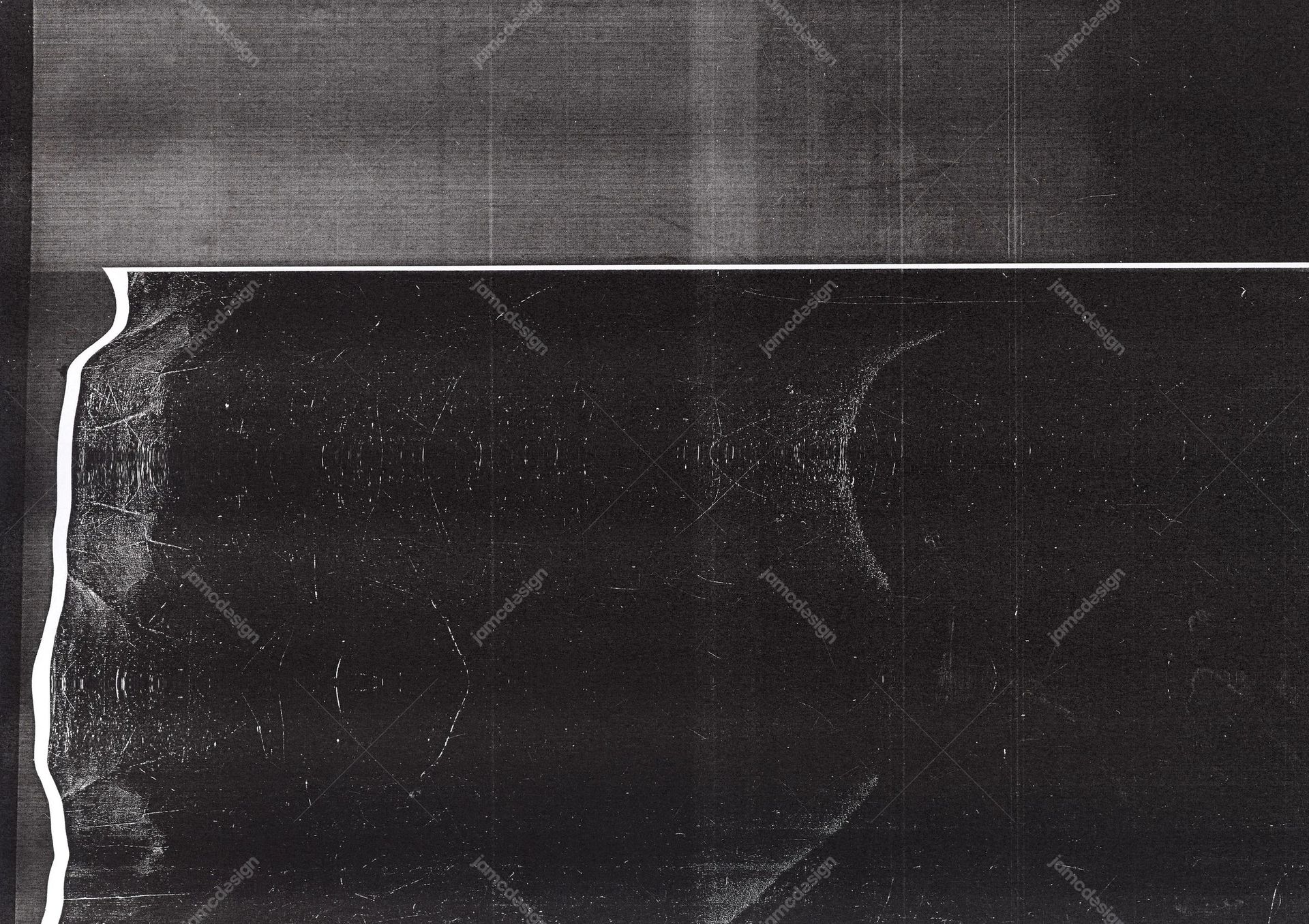 Scratched Film Texture With Torn White Edge. Download this JPG texture of a distressed monochrome film edge, with a dark scratched surface