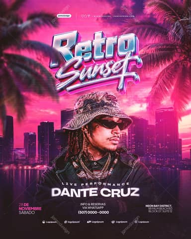 Retro Sunset Event Flyer Template PSD