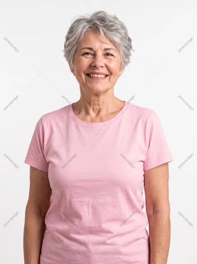 Smiling Older Woman In Pink T-Shirt