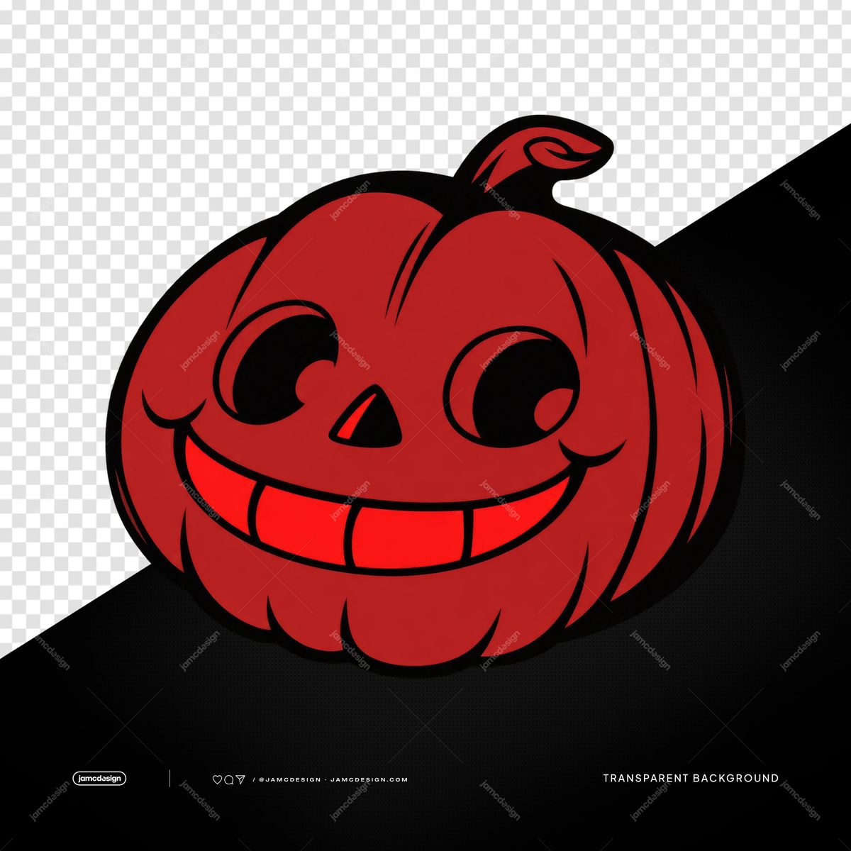 Citrouille Rouge Souriante D’Halloween PNG