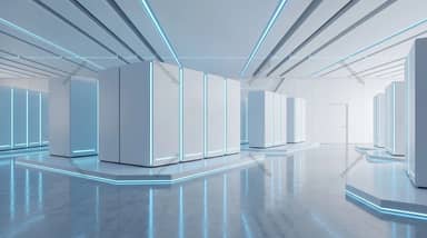 White Futuristic Interior With Geometric Panels