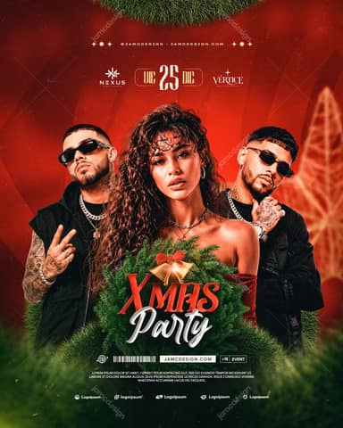 Red Christmas Night Event Flyer PSD
