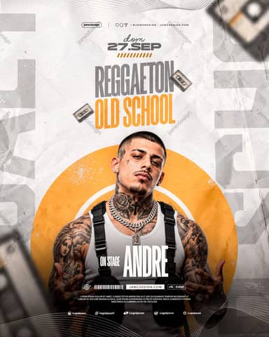 Orange Circle Old School Reggaeton Flyer PSD