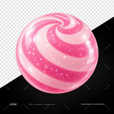 Pink And White Swirled Candy Ball PNG