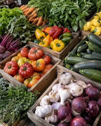 Fresh Organic Vegetables At Farmers Market Photo
