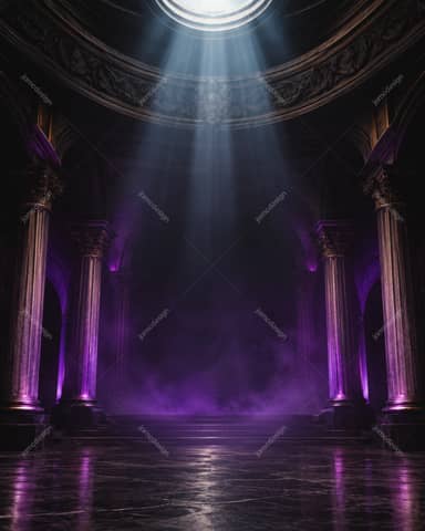 Dark Gothic Hall Background With Circular Skylight PNG
