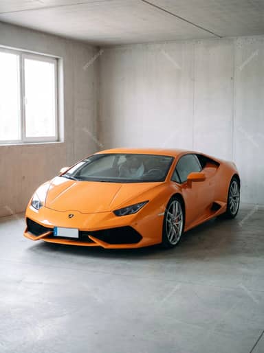 Orange Lamborghini Huracán In A Concrete Garage