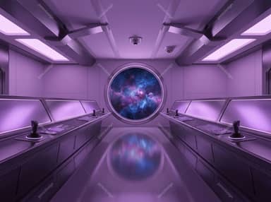Symmetrical Purple Spaceship Control Room Background