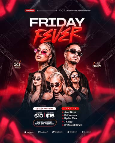 Friday Fever Party Flyer Template PSD