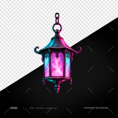 Ornate Gothic Lantern With Pink And Blue Glow PNG