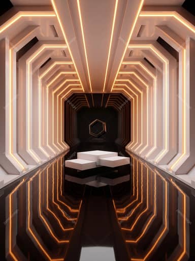 Futuristic Neon Archway Corridor Background
