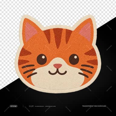 Orange Cat Face Embroidered Patch PNG