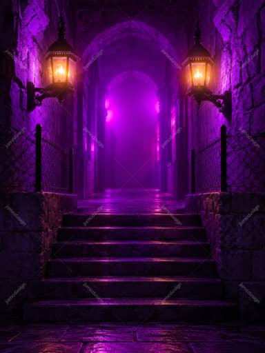 Purple Gothic Corridor Halloween Background