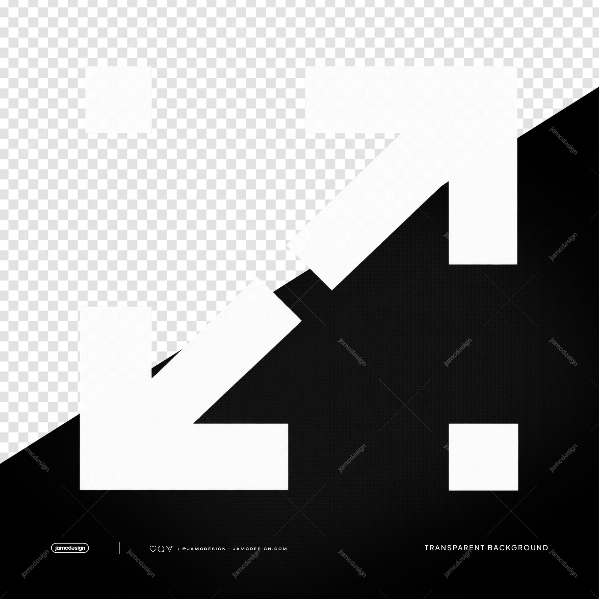 White Expand Arrows Icon PNG. Download this transparent object PNG featuring a bold white expand arrows icon with thick geometric strokes and a clean