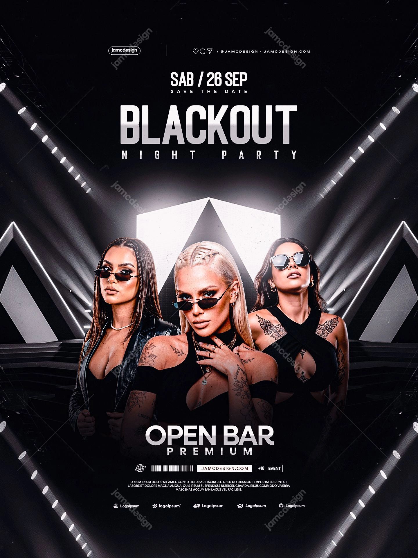 Blackout Night Party Flyer Template PSD. Download this editable PSD event flyer template for a night party