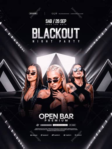 Blackout Night Party Flyer Template PSD