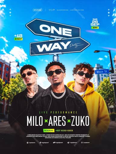 One Way Party Flyer Template PSD
