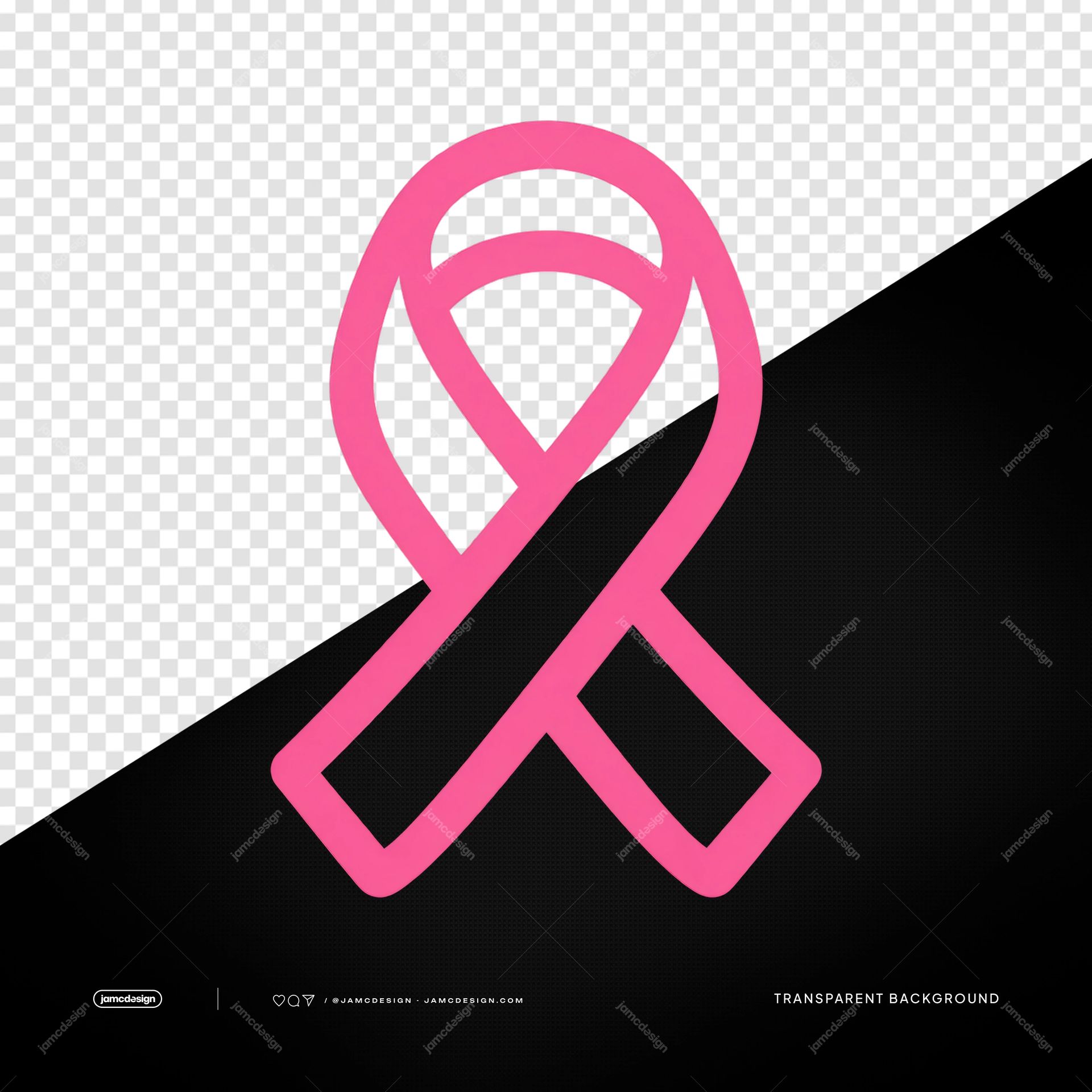 Pink Breast Cancer Awareness Ribbon Outline PNG. This PNG transparent object features a bright pink outline ribbon icon in a clean, simple graphic style