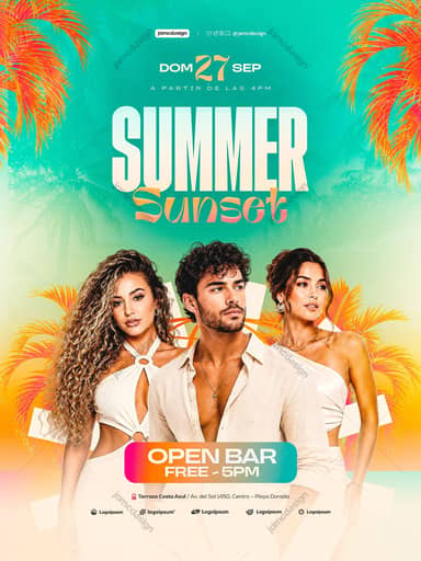 Summer Sunset Event Flyer Template PSD