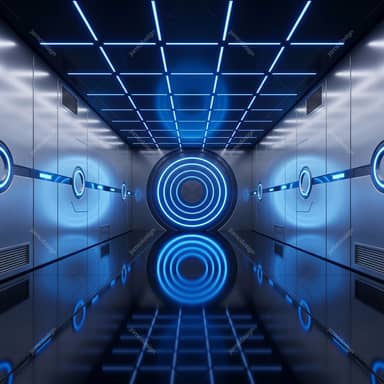Blue Neon Circular Tunnel Background