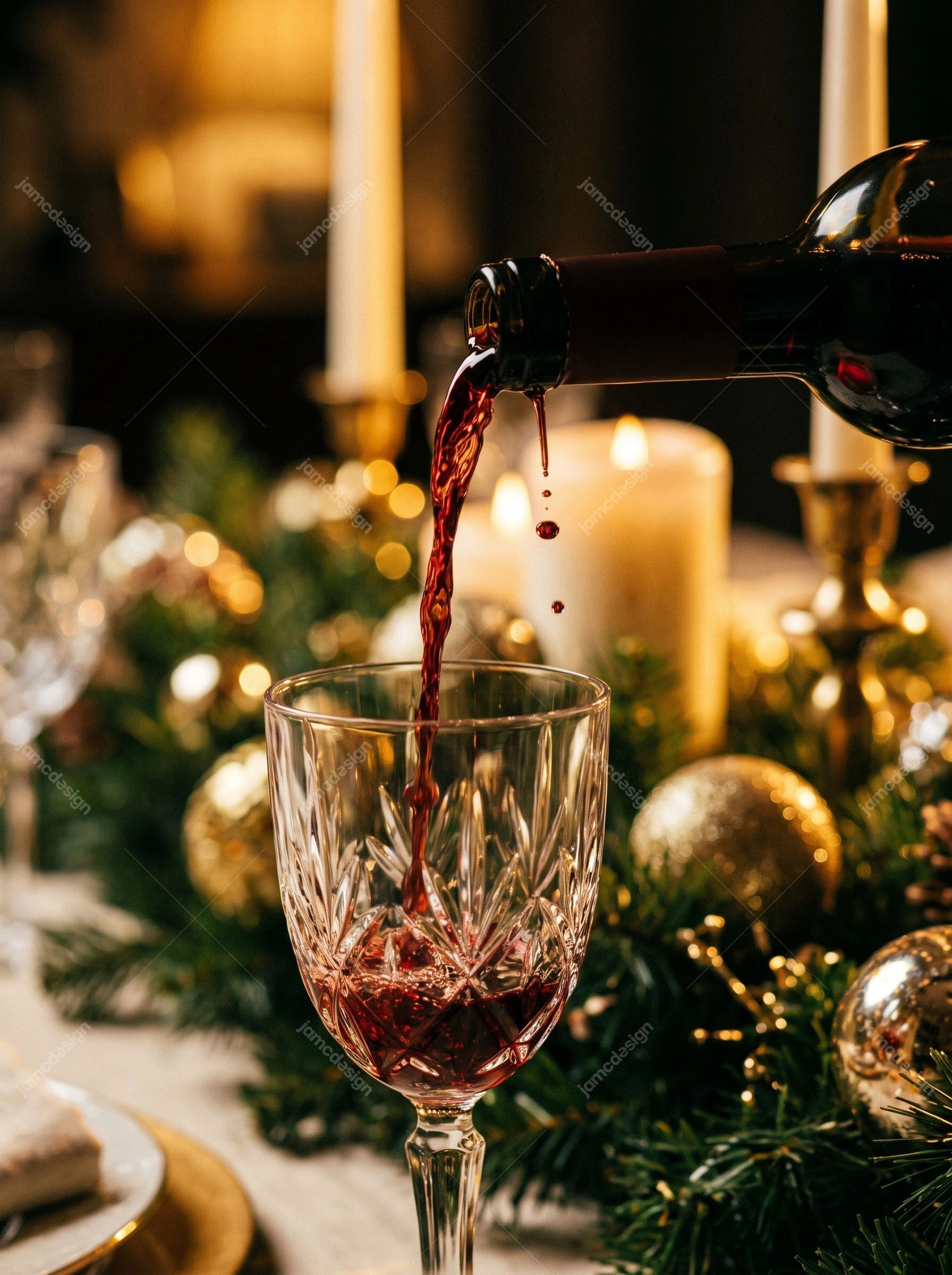 Red Wine Pouring Into A Cut Crystal Glass Photo. Download this JPG photo of red wine pouring into a cut crystal glass