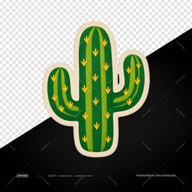 Green Embroidered Cactus Sticker PNG
