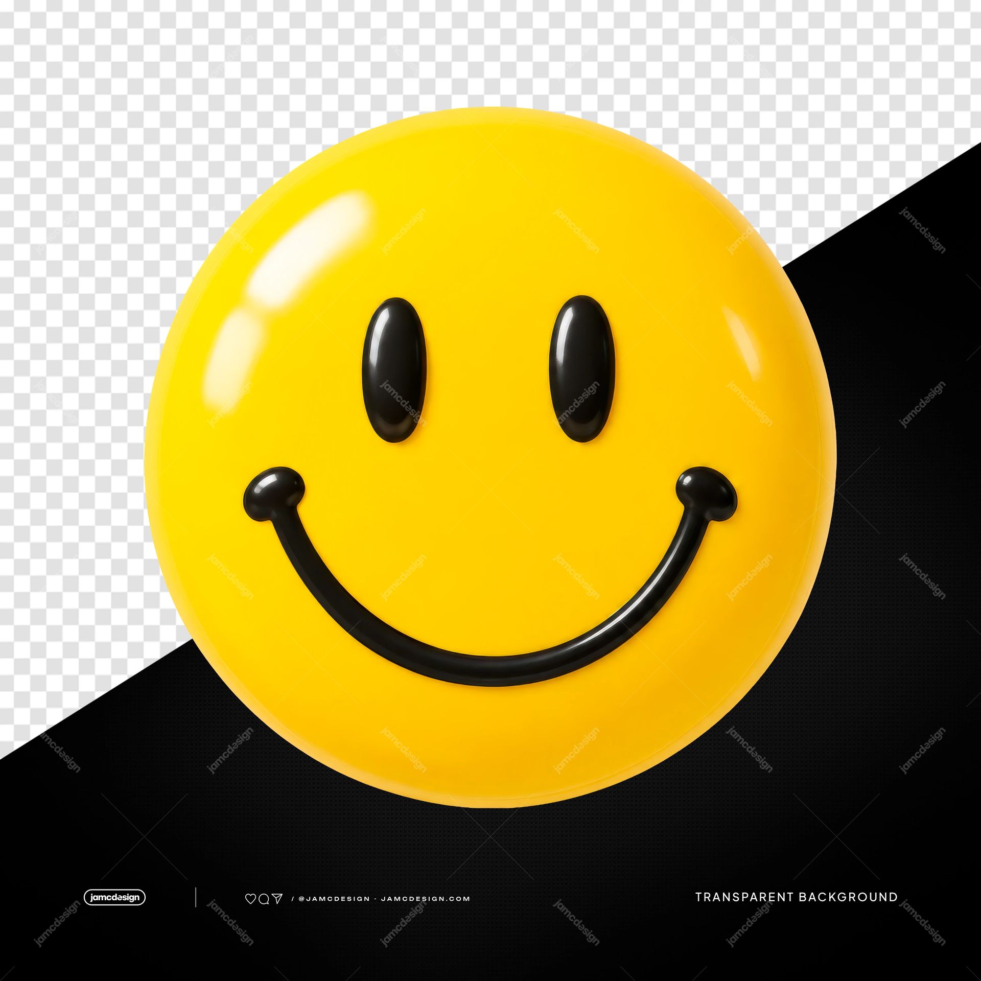 Blue Smiley Button Balloon Isolated. Glossy yellow smiley balloon supplied as a PNG transparent object, featuring a round face