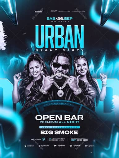 Urban Night Party Flyer Template PSD