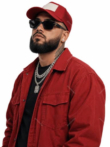 Bearded Urban Artist In Red Jacket PNG