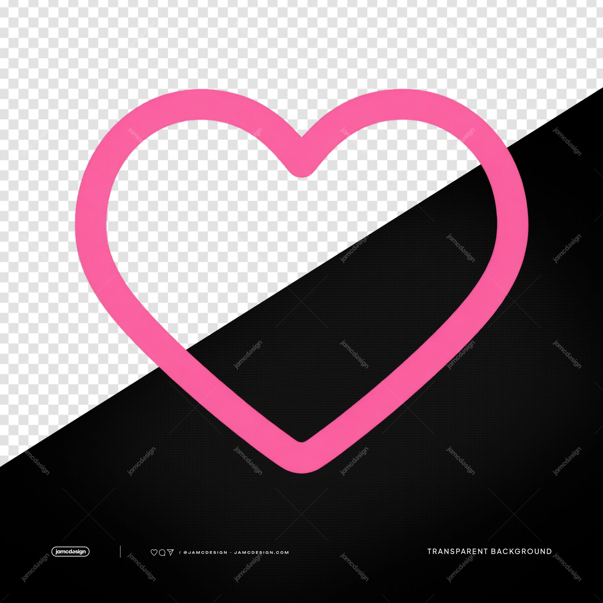 Pink Heart Outline PNG. This PNG transparent object shows a thick pink heart outline with smooth, rounded curves