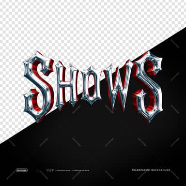 Shows Lettering With Silver And Red Metallic Reflections PNG