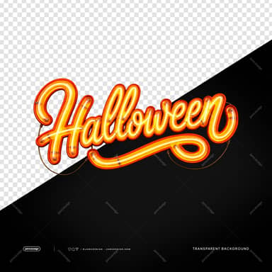 Letrero Neón Naranja De Halloween PNG