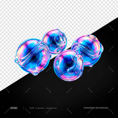 Iridescent Liquid Glass Spheres PNG