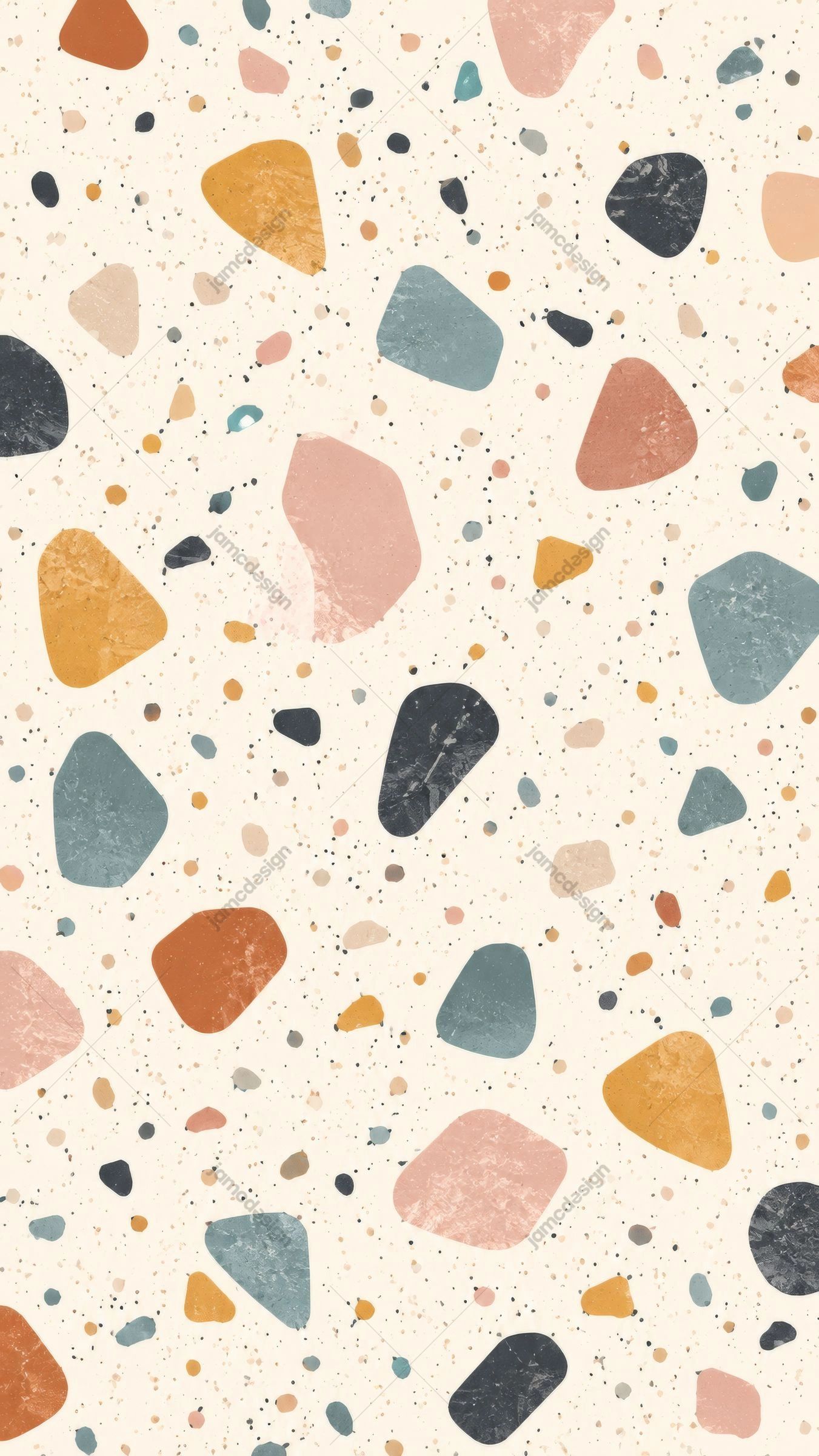 Pastel Terrazzo Stone Pattern Background. Pastel terrazzo stone pattern supplied as a JPG, featuring irregular peach, ochre