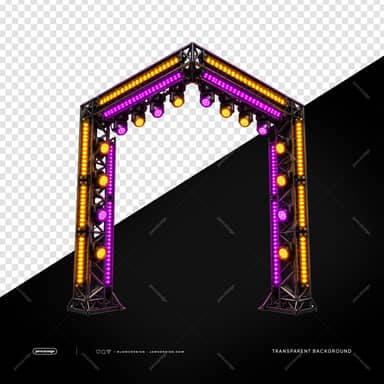 Stage Truss Arch With Purple And Orange LED Lights PNG